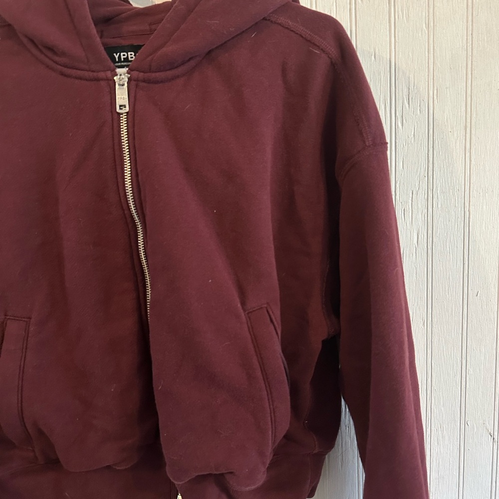 YPB, Zip-Up Bomber Jacket in Deep Burgundy - Picture 3 of 5